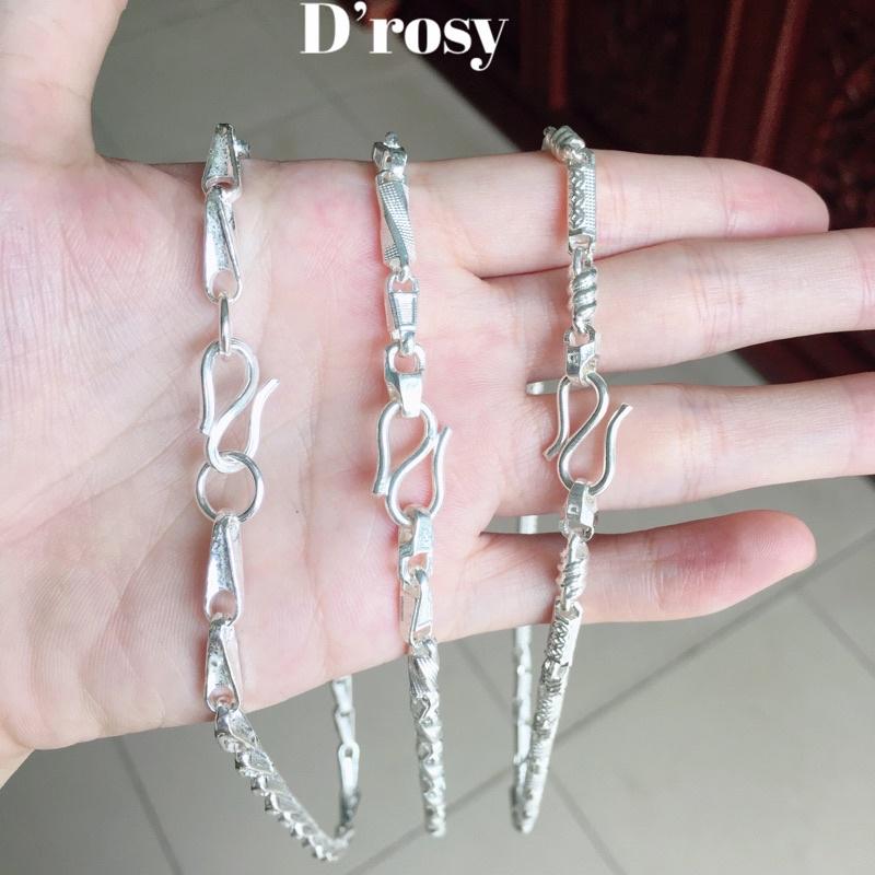 Dây chuyền bạc nam dạng khúc nhiều mẫu nặng 6,5-7,5 chỉ dài 42-44 cm chuẩn bạc ta nguyên chất