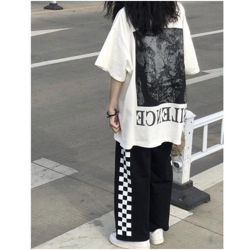 Bộ Thun Darkin Culottes Nữ  Set áo phông tay lỡ kèm quần suông ống rộng form oversize Ulzzang