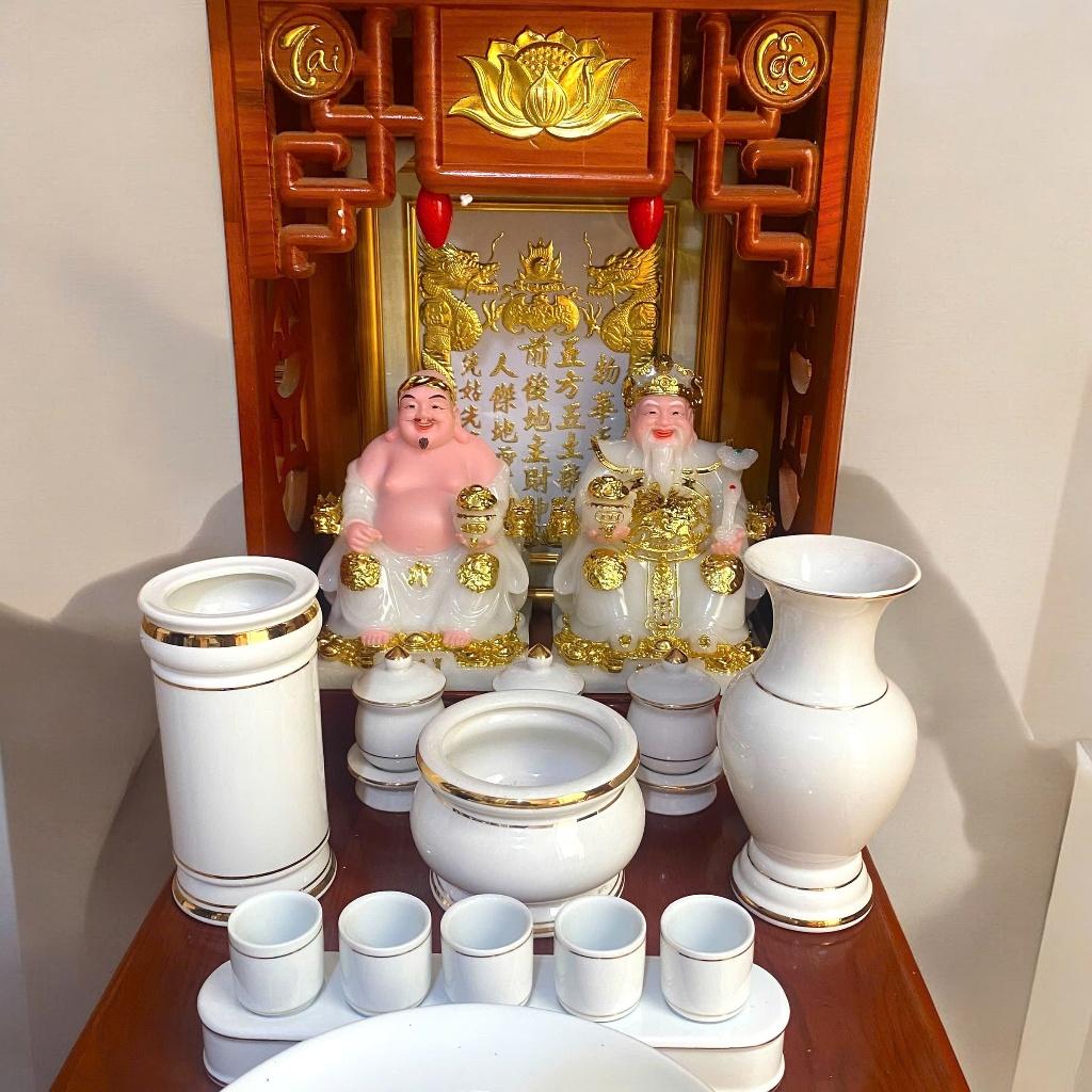 Set ban thần tài sứ trắng RỒNG VIỆT, bộ thờ thần tài đầy đủ cho gia chủ mệnh kim, thuỷ