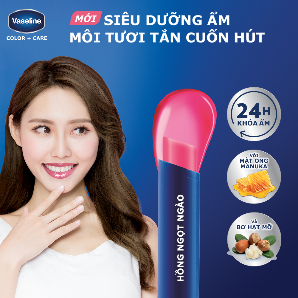 Son dưỡng môi Vaseline Colour+Care Blooming Pink 3g