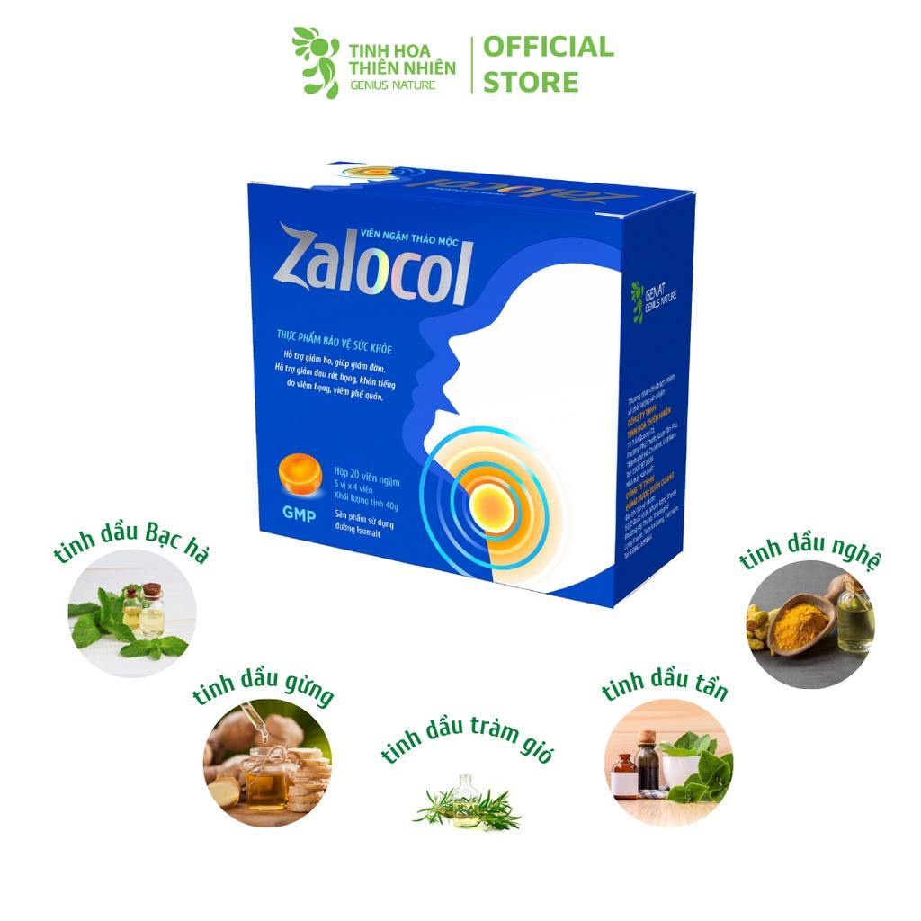 Viên ngậm thảo mộc Zalocol ( 20 viên) Hỗ trợ giảm ho, giúp giảm đờm, giảm đau rát họng, khản tiếng - Genat