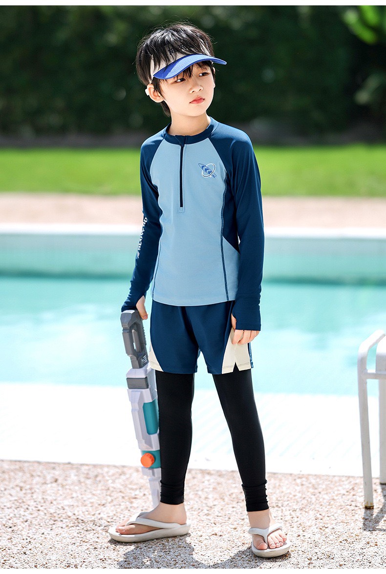 Đồ bơi bé trai rời dài tay size đại 5-14 tuổi phối màu hình ván trượt cao cấp vải co giãn cực tốt kiểu dáng thời trang