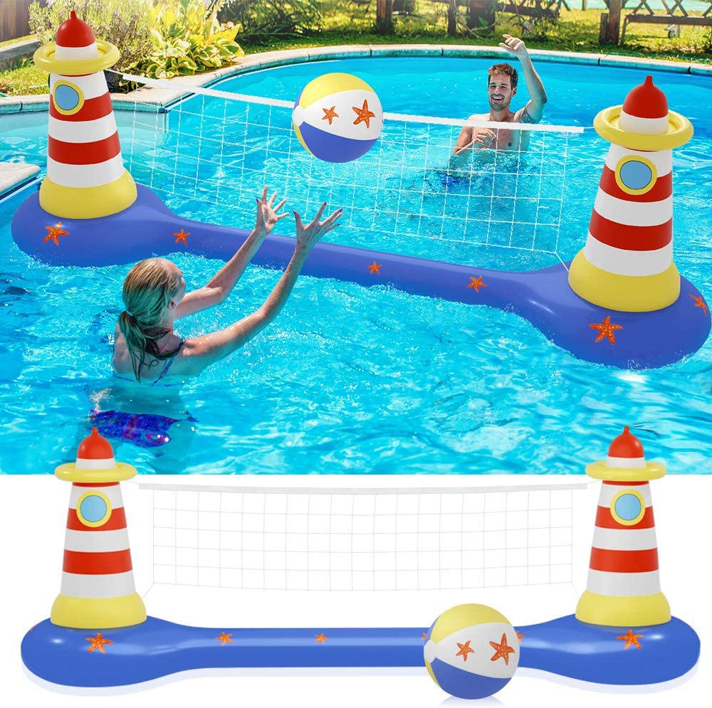 Trò chơi bóng chuyền hồ bơi cho gia đình Inflatable Swimming Pool Float Set Volleyball Net
