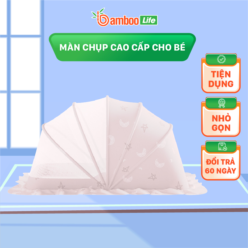 Màn chụp cho bé tự bung Bamboo Life mùng chụp em bé sơ sinh gấp gọn chống muỗi côn trùng giảm ánh sáng an toàn tiện lợi dùng được ở giường nôi cũi