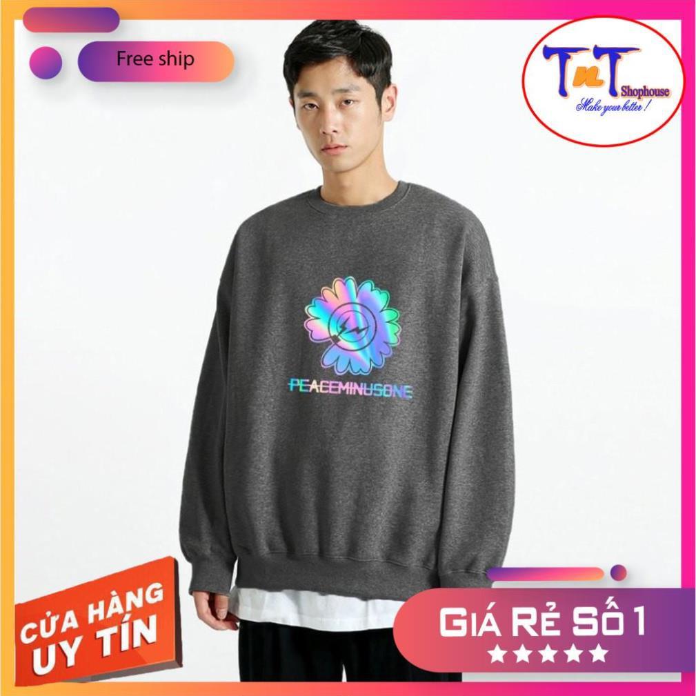 AS29 Áo Sweater Cúc Peaceminusone Phản Quang Áo Nỉ Dài Tay Unisex Nam Nữ Freesize Dưới 75 Kg