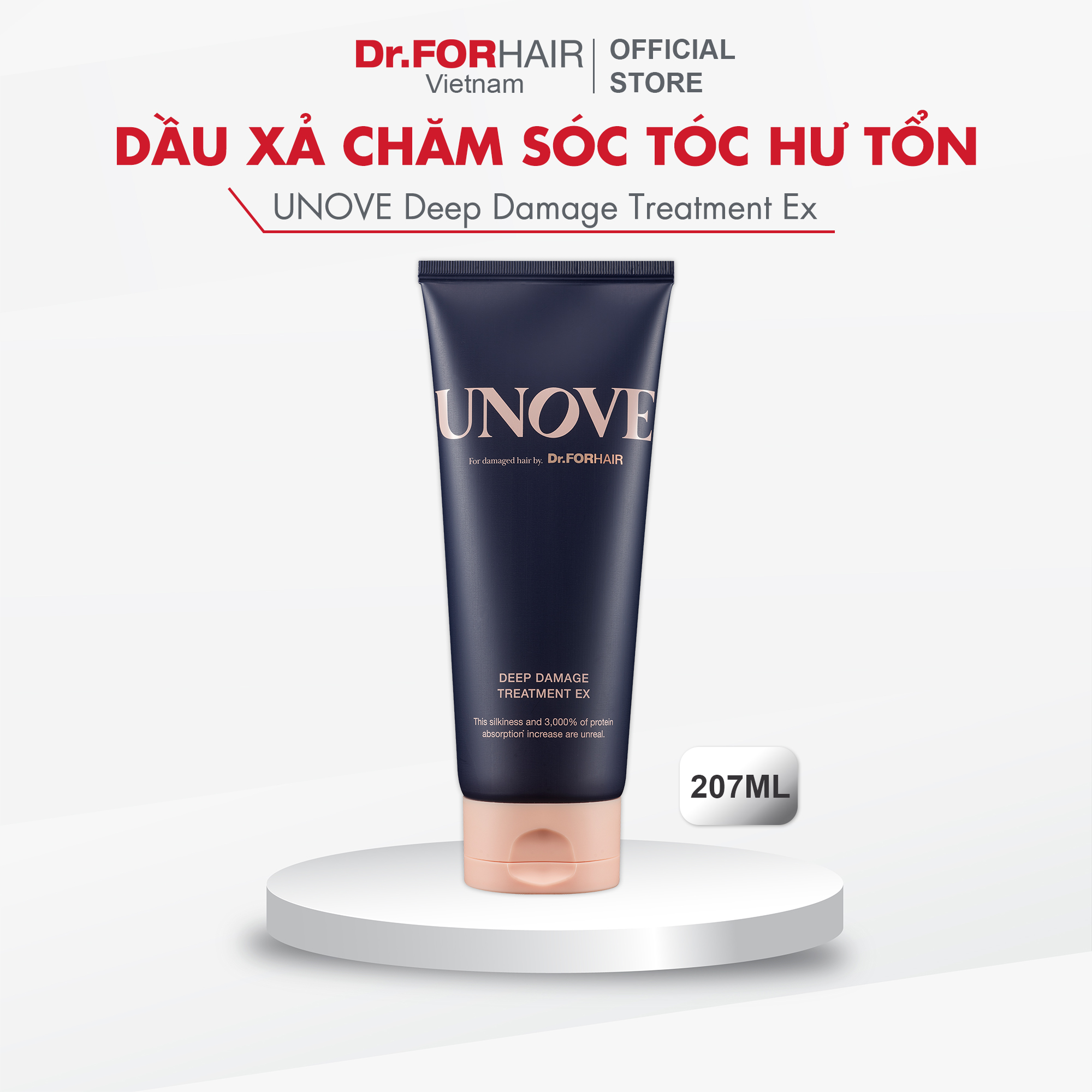 Bộ dầu gội hỗ trợ mọc tóc và kem ủ phục hồi hư tổn chuyên sâu cho mái tóc mềm mượt tơi phồng Dr.FORHAIR Folligen Plus Shampoo và UNOVE Deep Damage Treatment Ex