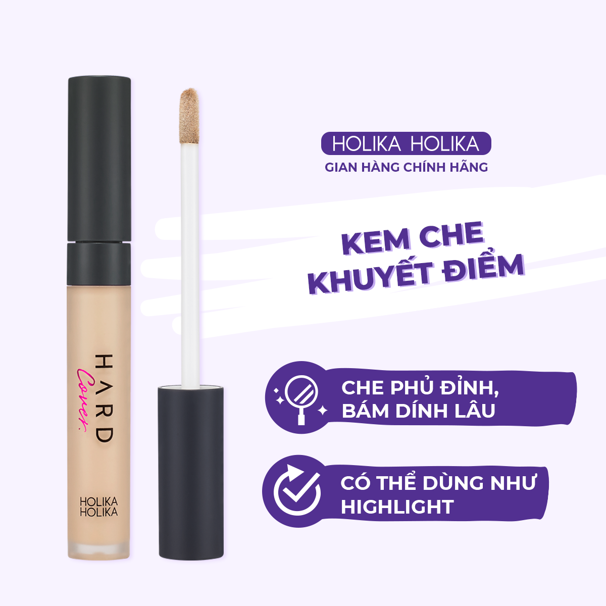 Che khuyết điểm dạng nước Holika Holika Hard Cover Liquid Concealer SPF30, PA++ màu 04 Honey 7g