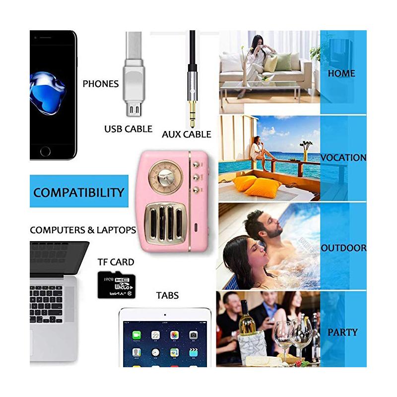 Loa âm thanh nổi không dây Dosmix di động loa cổ điển di động với các cuộc gọi rảnh tay có thể kết nối SD Color: Army Green