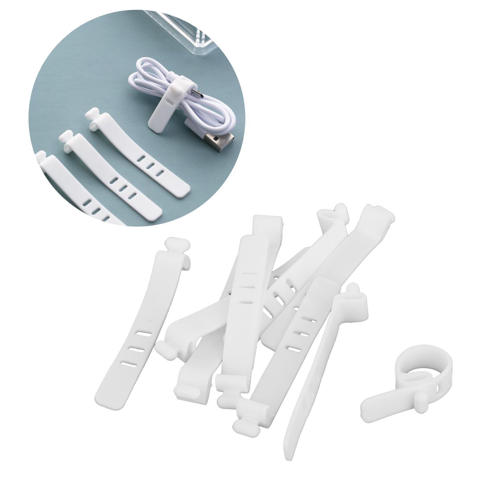 2x10Pcs White Cable Ties Fastening Cable Strap for Data Cable Cord Cables Desk