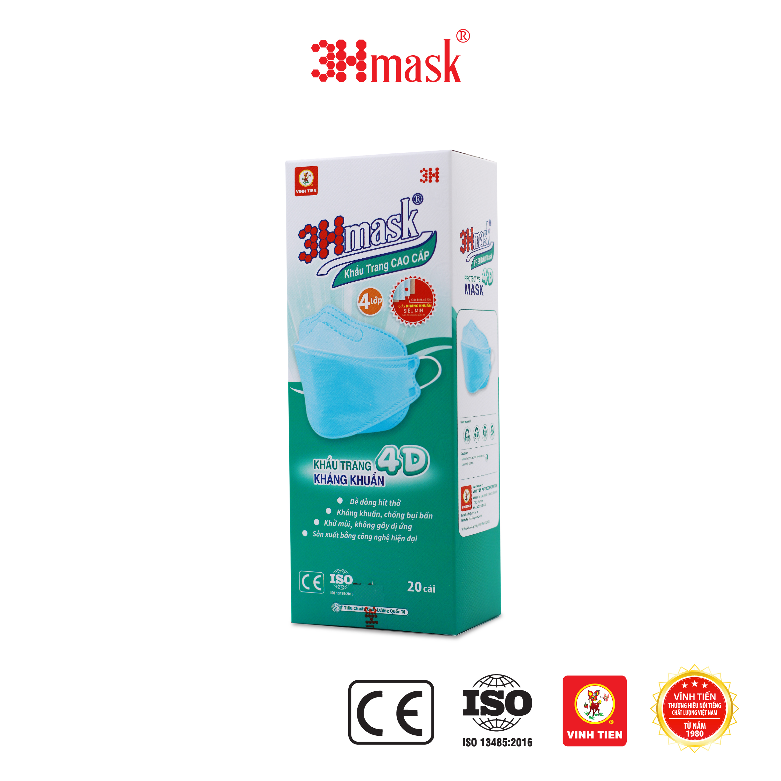 Khẩu Trang 3Hmask 4D Quai Tròn (20 cái x 25 hộp)