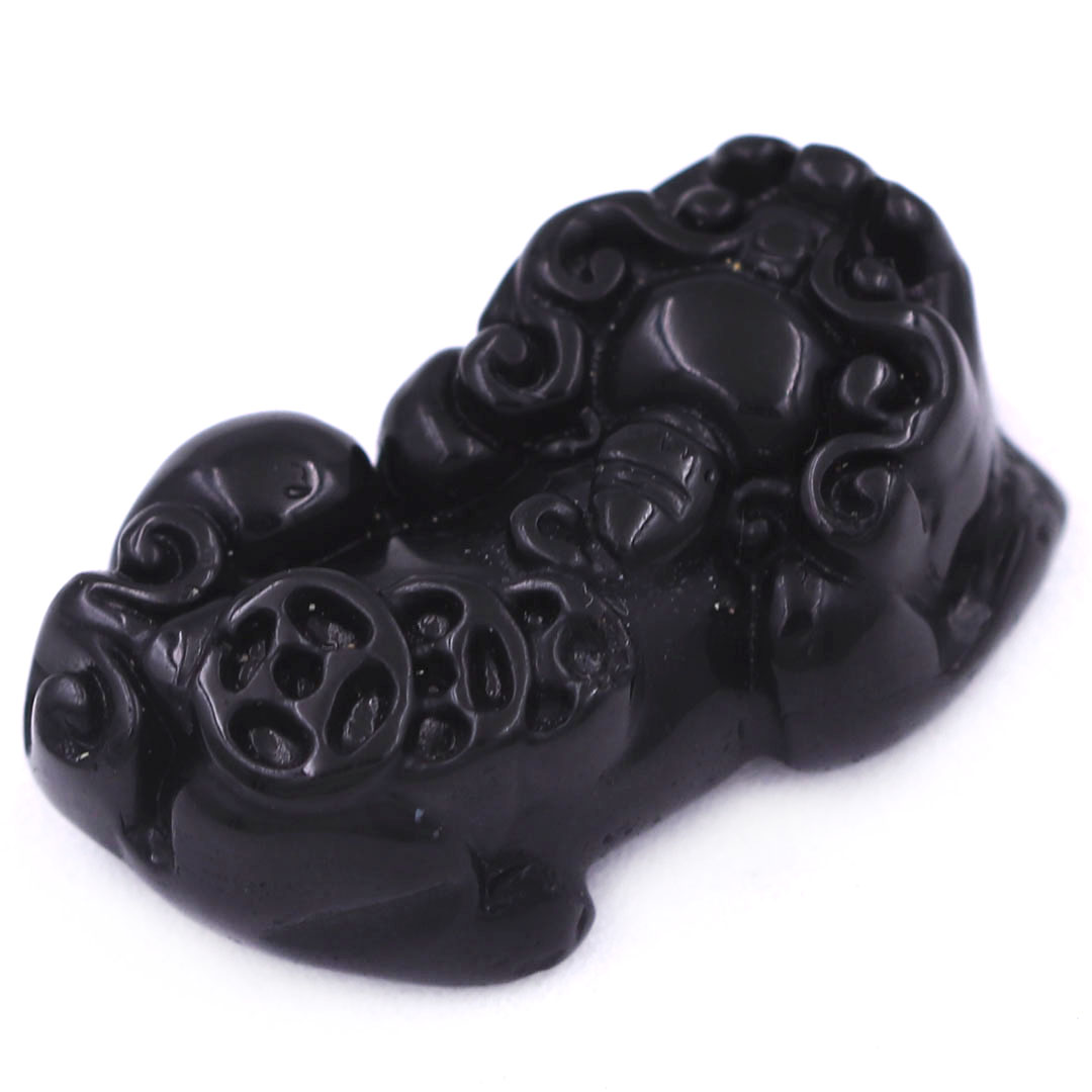 Mặt dây chuyền tỳ hưu đá đen 3.6 cm  kèm vòng cổ dây da đen + móc inox, mặt Tỳ hưu