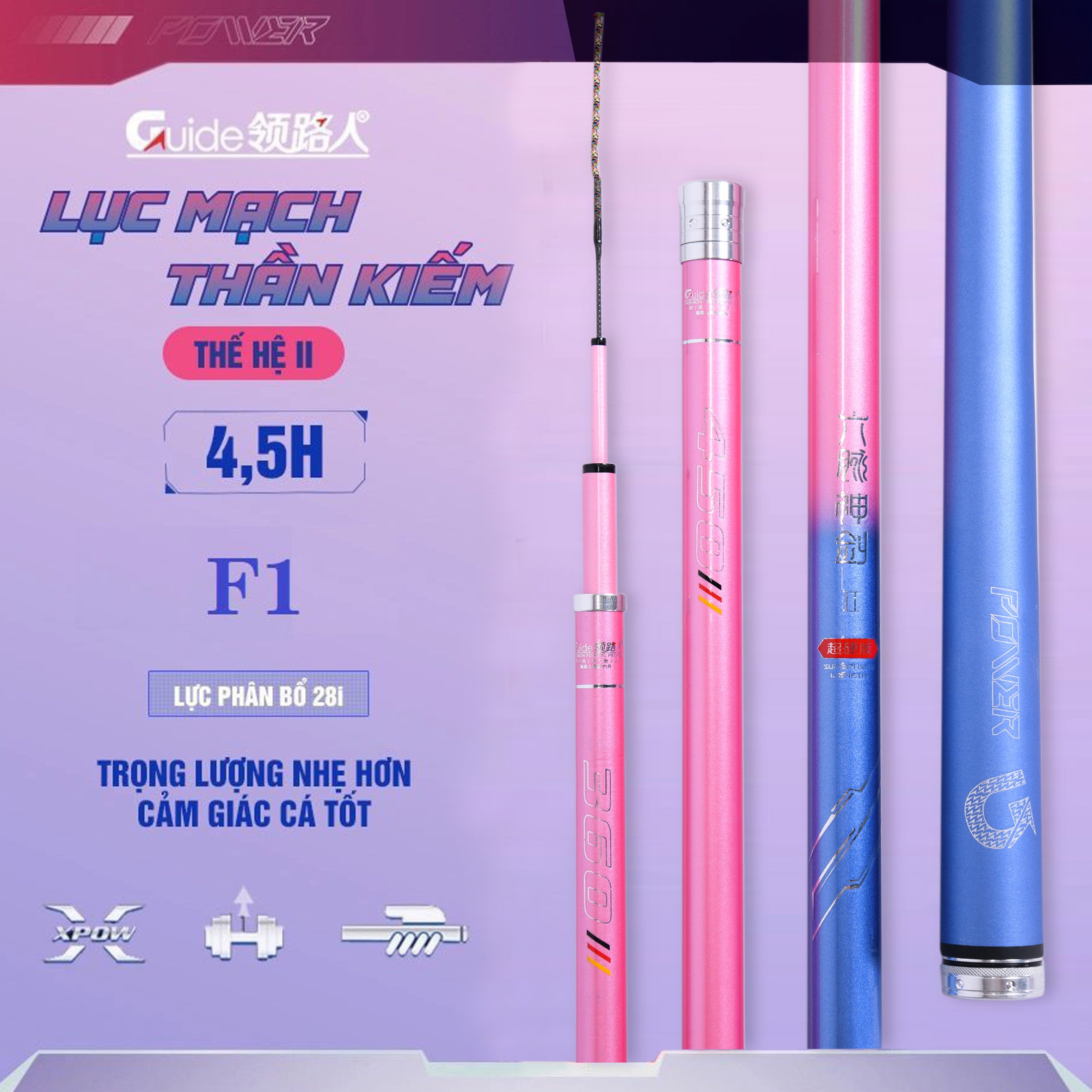 Cần Câu Lục Mạch Thần Kiếm 4.5H Chuyên Rô Diếc Tặng Ngọn Phụ - Tuấn Phi Fishing