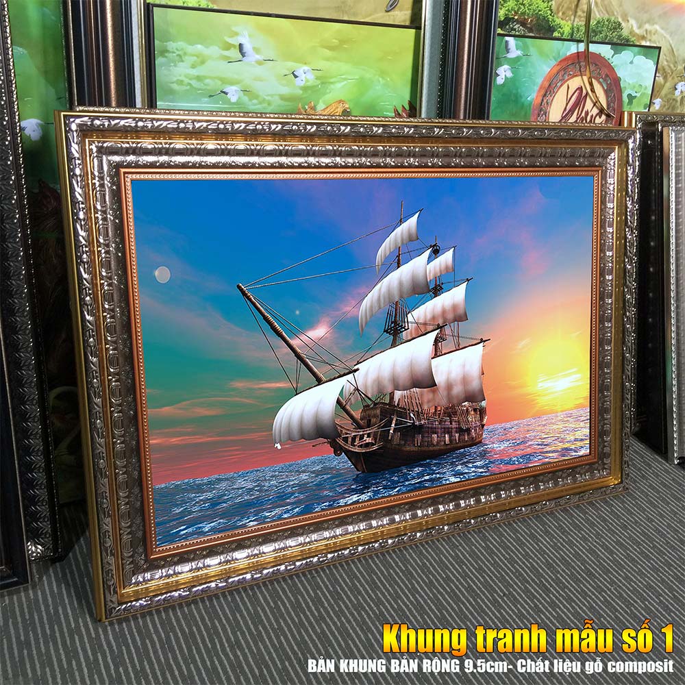 Tranh treo tường phòng khách, phòng ngủ THUẬN BuỒM XUÔI GIÓ chất liệu pvc gương / lụa kim sa. MS:3930L9