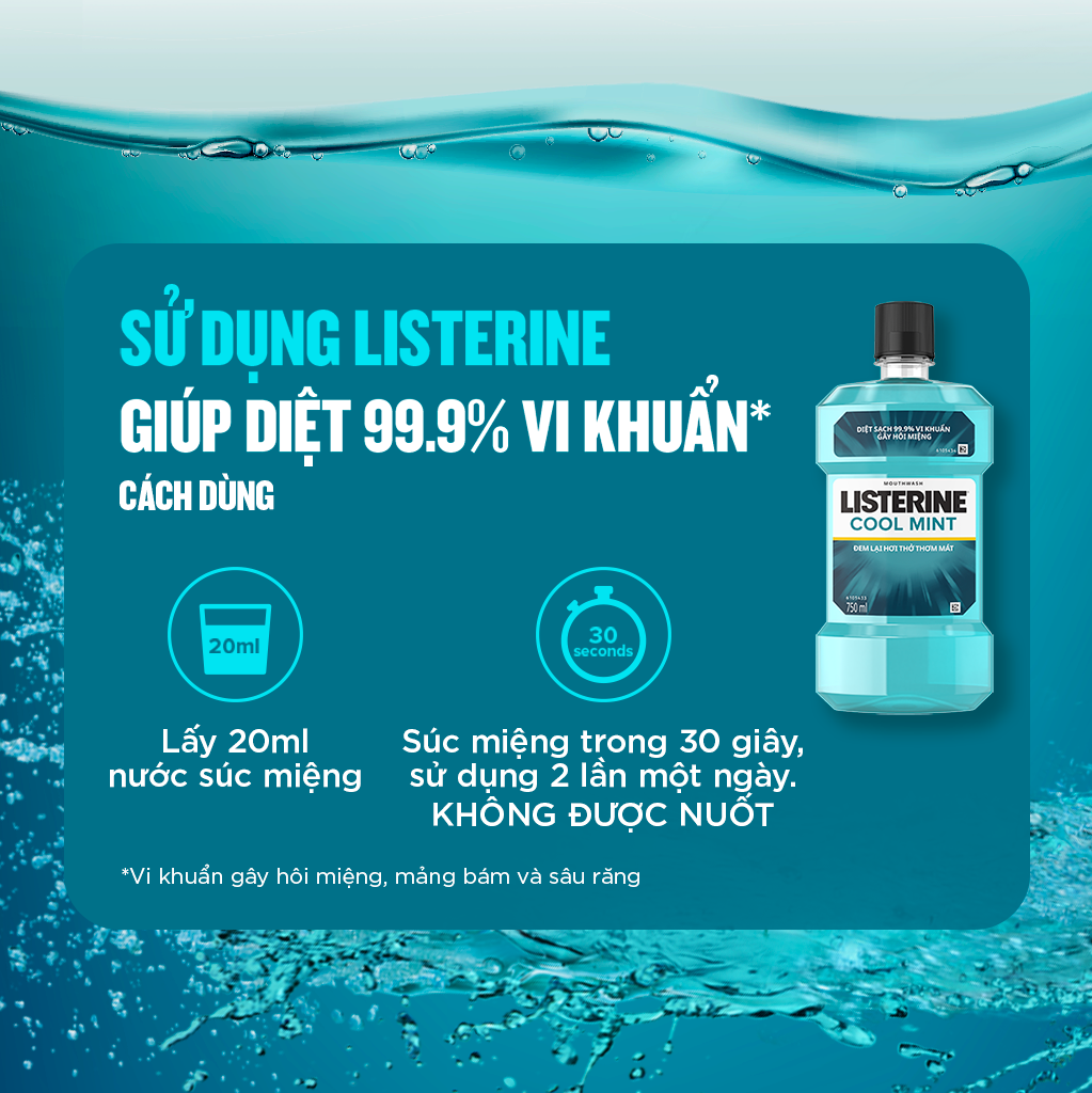 Bộ Đôi Nước Súc Miệng Hương Bạc Hà Listerine Cool Mint (750ml/ Chai) - 8850007800071