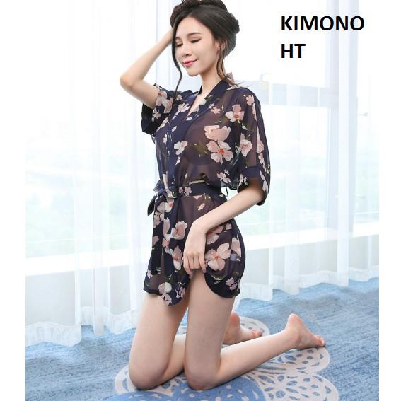 Áo choàng nữ kimono đi biển voan hoa gợi cảm chất đẹp ( KIMONO)