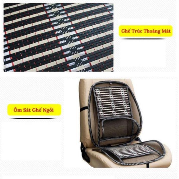 Bộ Lót Ghế Tựa Lưng Ô Tô Lưới Trúc Massage Lưng Chống Mỏi, Chống Nóng Hiệu Quả - 1 Chiếc