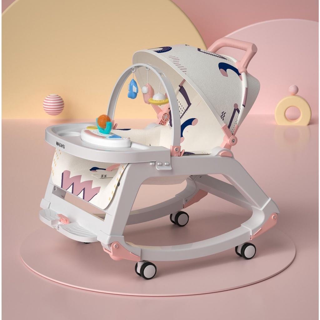Ghế Đa Chức Năng Cho Bé WDH009 ( Bàn Ăn Cho Bé , Máy Che , Nghe Nhạc , Bập Bênh .Xe Đẩy ,Đồ Chơi Cho Bé.