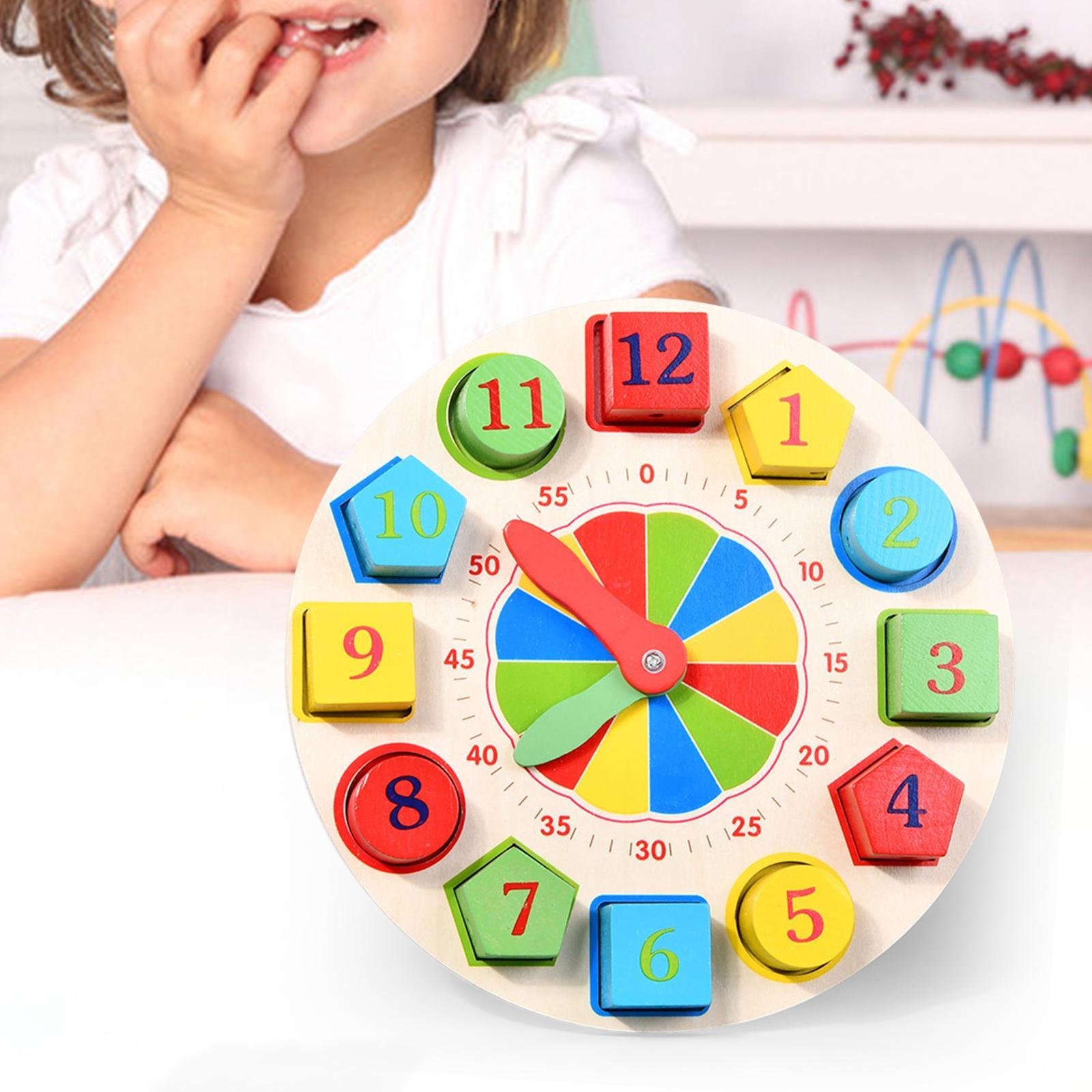 Montessori Wooden Clock Toys Wooden Lacing Threading Toys for Baby Boys