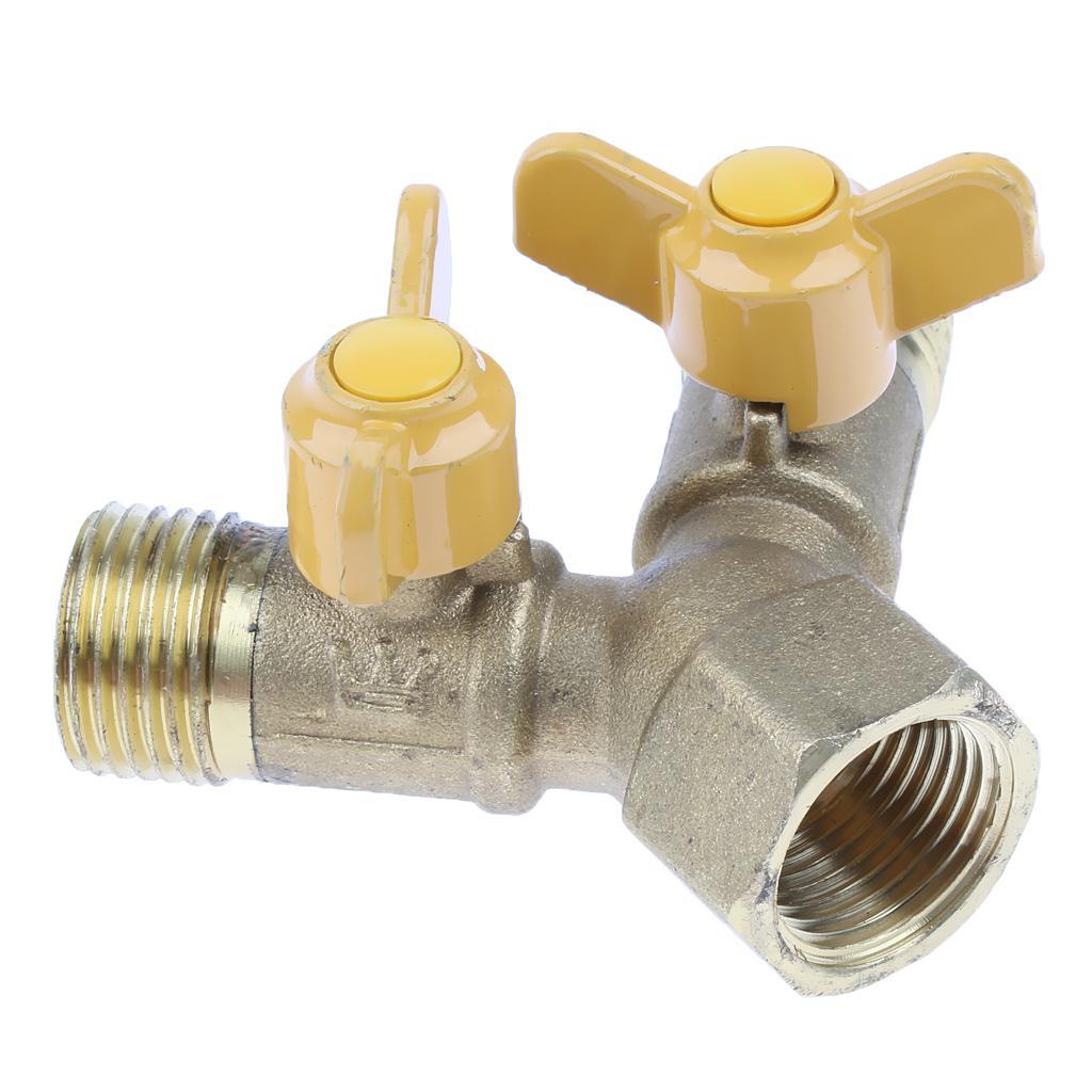 2x Two Way Gas Hose Tube Connector Control Valve Adapter Gas Pipe Connector Piece Pipe Fittings