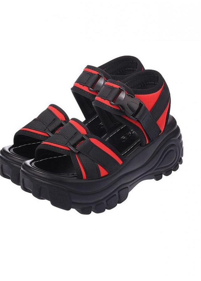 Giày sandal nữ cá tính S075DO (Đen viền đỏ)