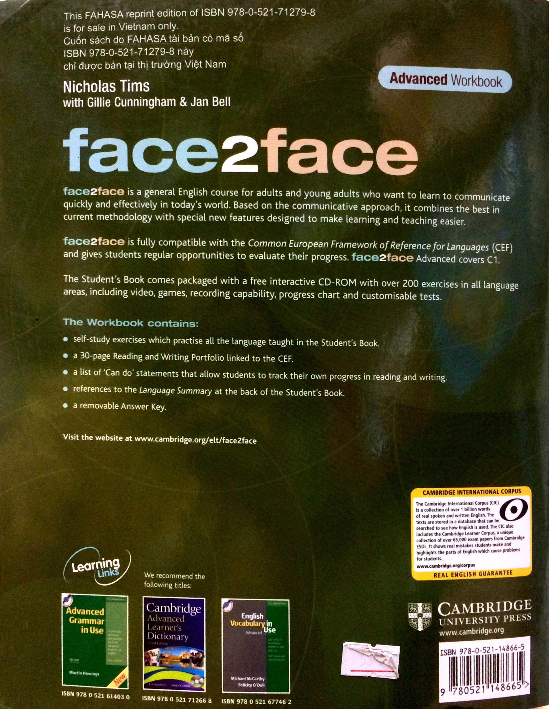 Face2face Advanced Workbook with Key Reprint Edition