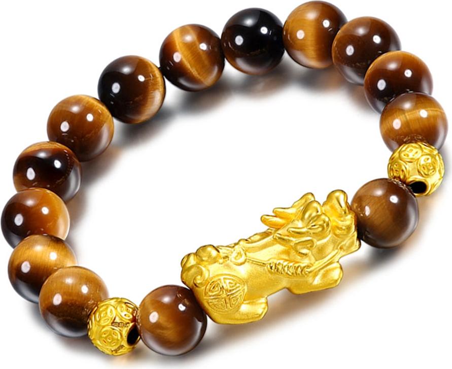 Vòng Tay Tỳ Hưu Đá Opal Mắt Hổ Vàng Tự Nhiên 12mm