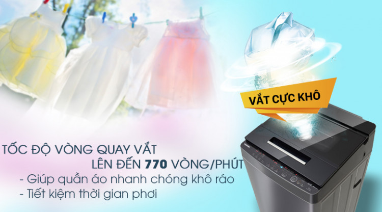 Vắt cực khô - Máy giặt Toshiba Inverter 10 kg AW-DUH1100GV Vắt cực khô - Máy giặt Toshiba Inverter 10 kg AW-DUH1100GV