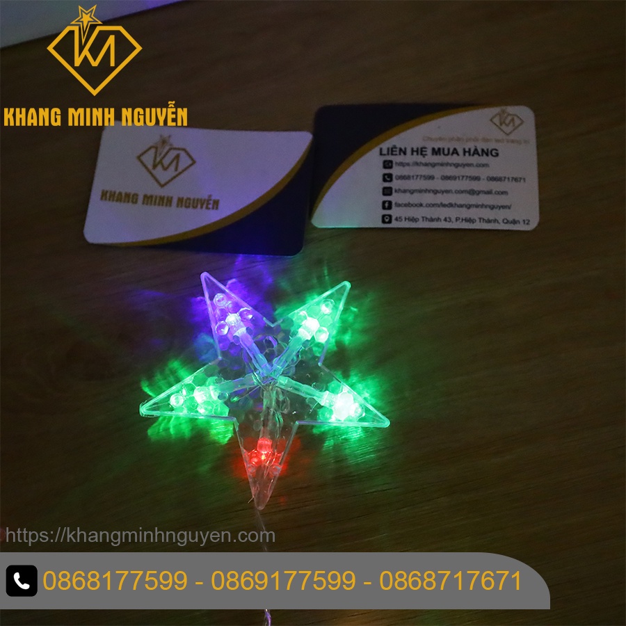 Đèn trang trí Noel, Giáng Sinh - Bộ đèn 6 sao lớn và 6 sao nhỏ nhều màu có chớp, không đổi màu - có bọc nhựa chống nước