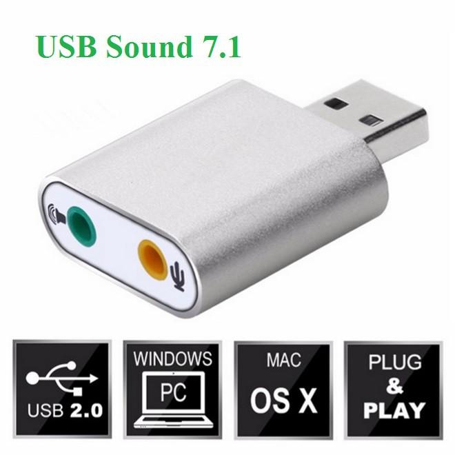 Đầu USB Sound 7.1 card âm thanh 3D vỏ nhôm cao cấp