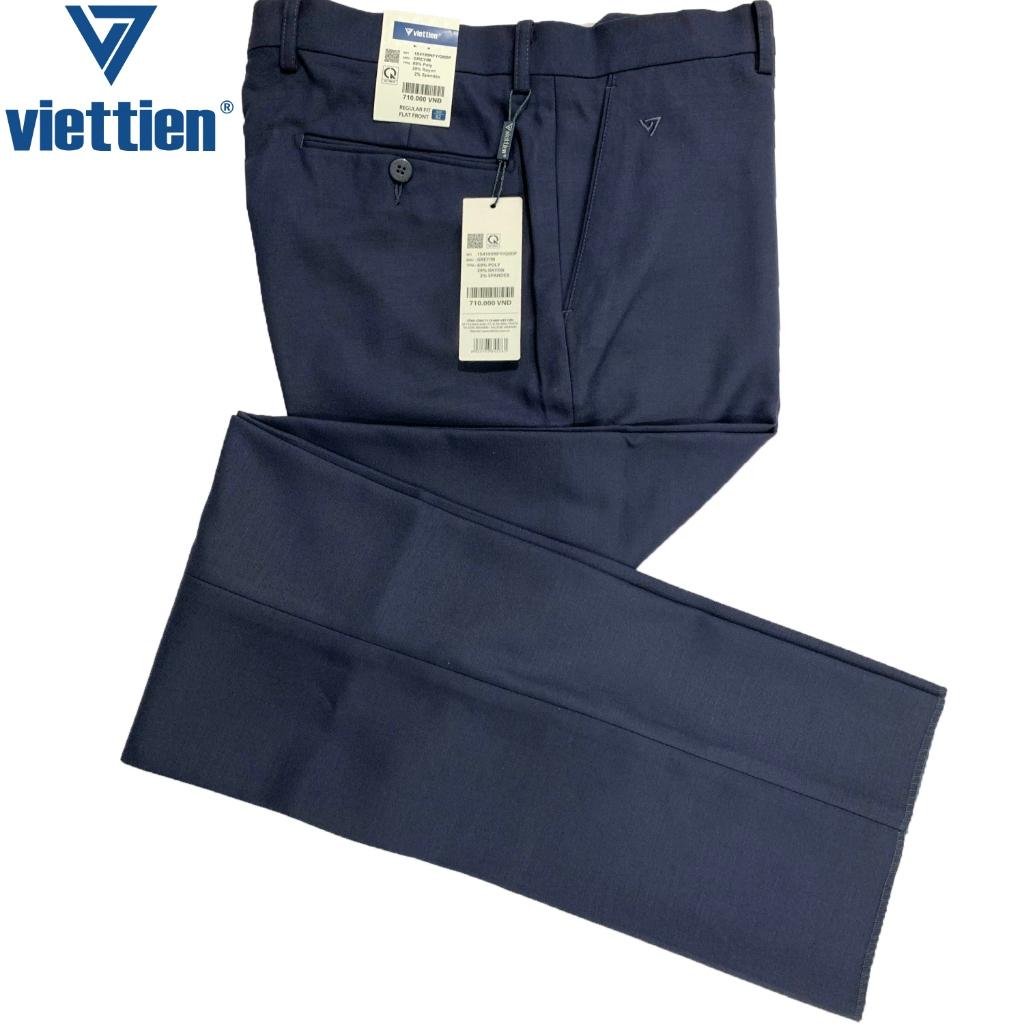 Viettien - Quần tây nam dài Màu Xám xanh 1S4195 không ly phom Regular fit, 1S4194 có ly phom Regular