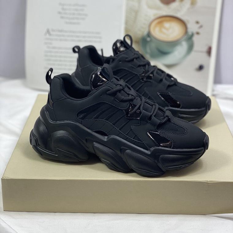 Giày thể thao nữ Shougo - giày sneaker nữ 2 màu đen & kem chất da đẹp đế bự độn đế cao giày ulzzang hàn quốc giá rẻ 2021