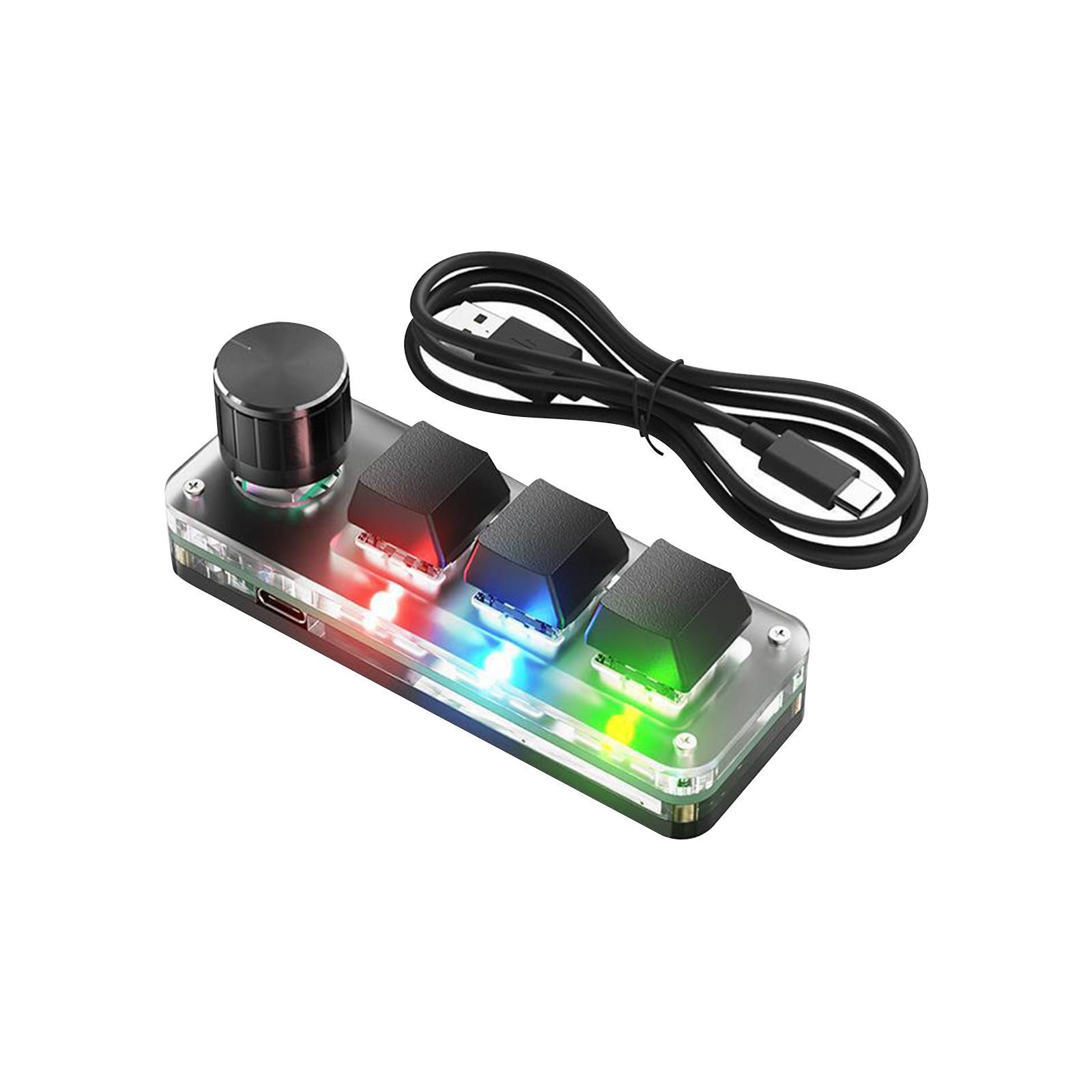 One Handed 3 Key Mechanical Gaming Keyboard Hot Swap with Knob for PC