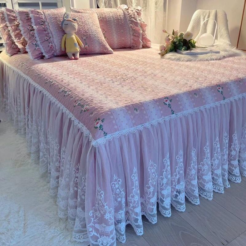 Bộ ga gối trần bông rèm phủ điệu đà 1m8x2m 3 món