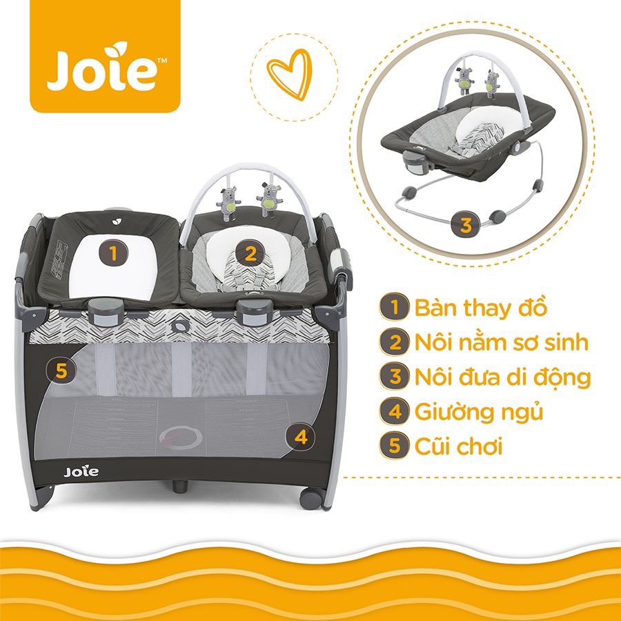 Giường cũi cao cấp Joie Excursion Change & Bounce