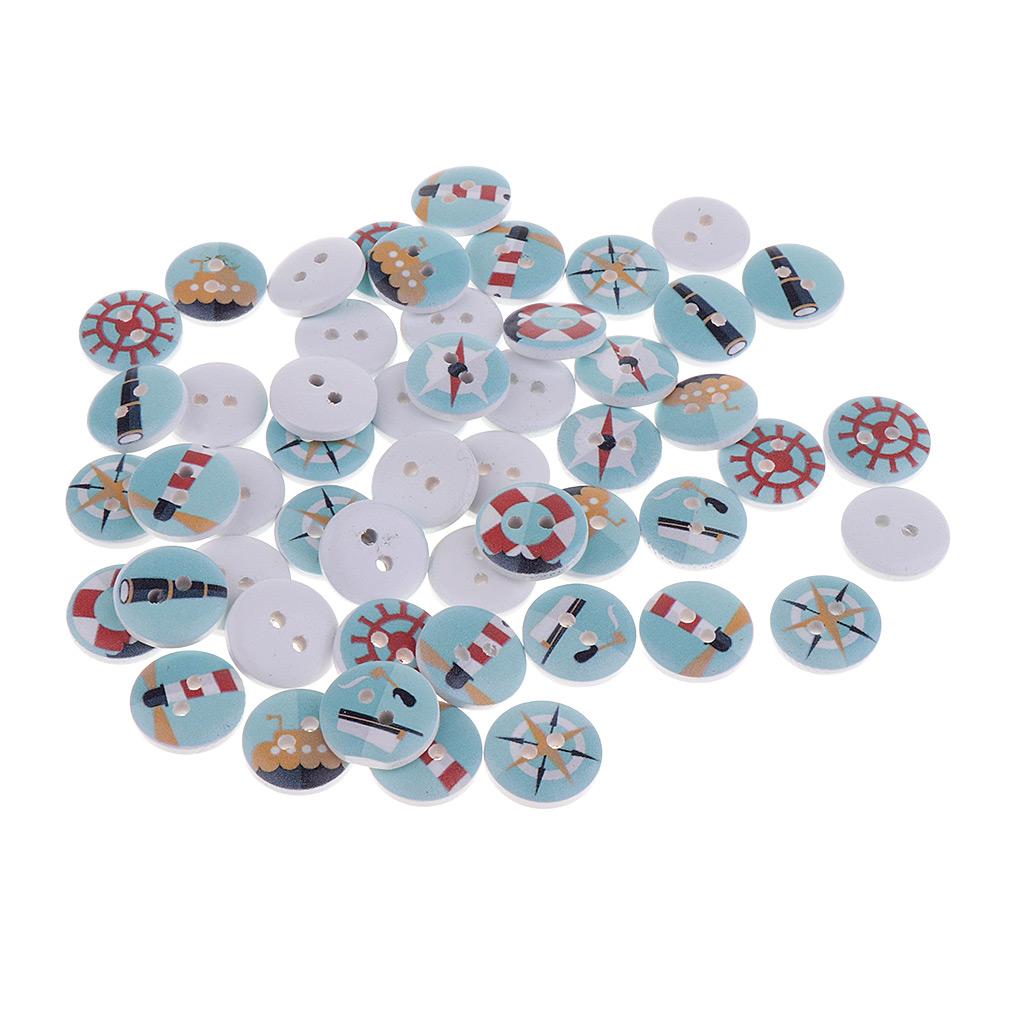 50 Cái Tranh Vòng Nút Gỗ Handmade Thủ Công DIY Dán Trang Trí