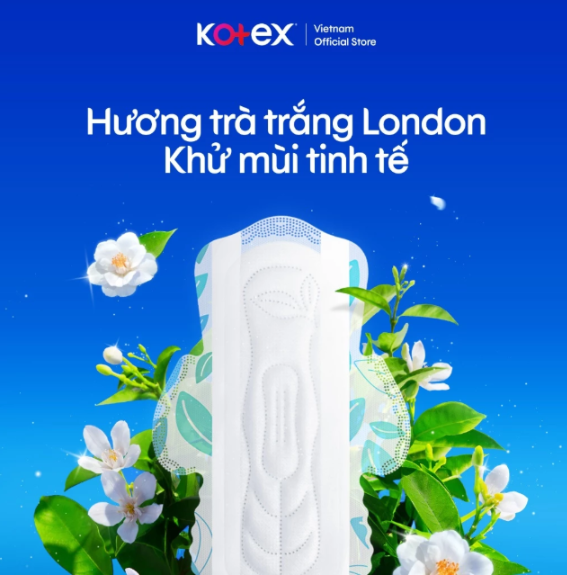 Combo 4 gói Băng Vệ Sinh Kotex Bảo Vệ Toàn Diện Siêu Mỏng Cánh 23cm Gói 20 miếng Không ngại tràn Hương trà trắng London