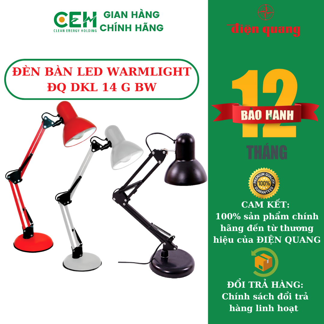 Đèn bàn bảo vệ thị lực Điện Quang ĐQ DKL14 B B (màu đen, bóng led daylight)