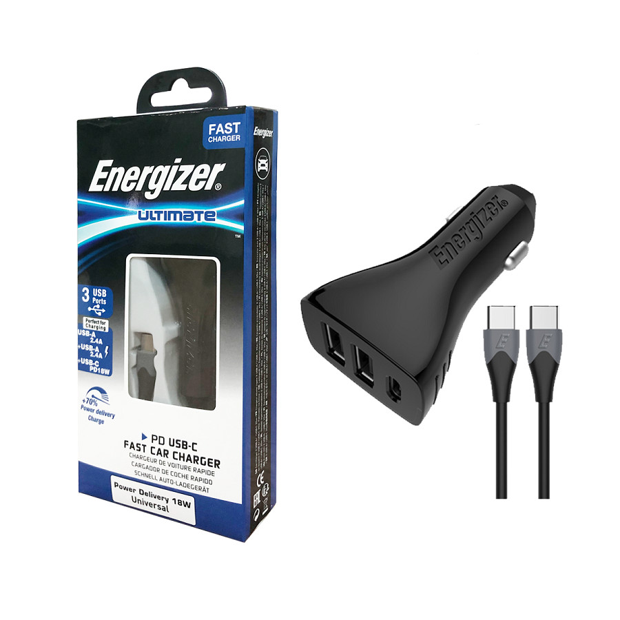 Sạc Ô tô Energizer DC21PGUCC3 - 3 cổng, USB-C PD
