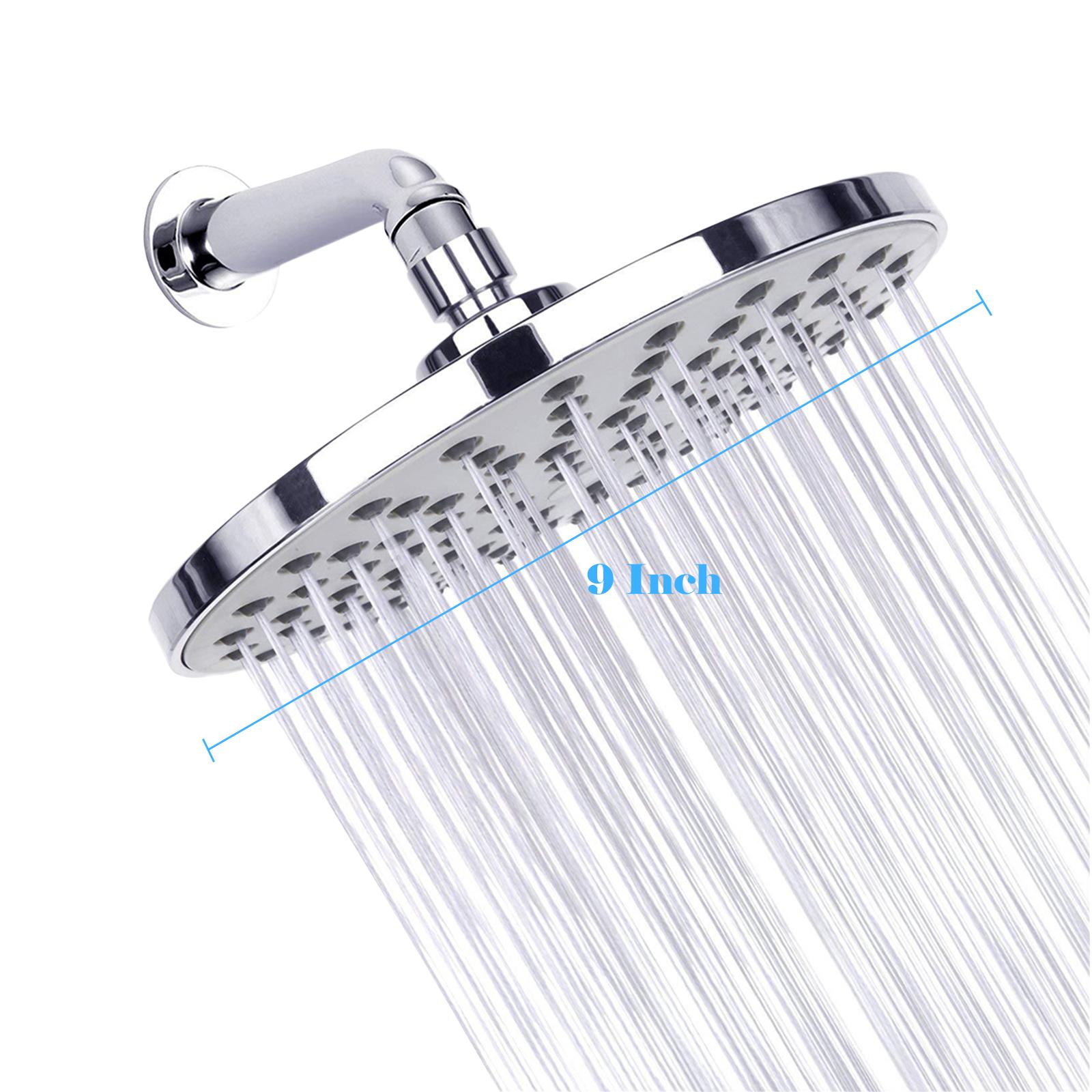 9 Inch Round Rain Showerhead G1/2 High Pressure Shower Head Bathroom Swivel Shower Head Replacement