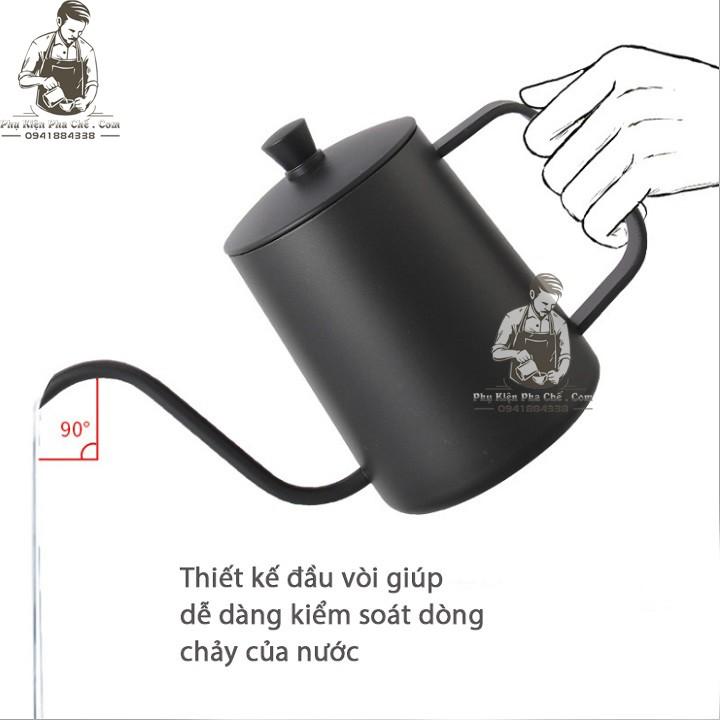 Ấm Cổ Ngỗng Pha Cà Phê inox 304 - Ấm Pha Cà Phê V6 600ml Hàng Loại Dày Đẹp