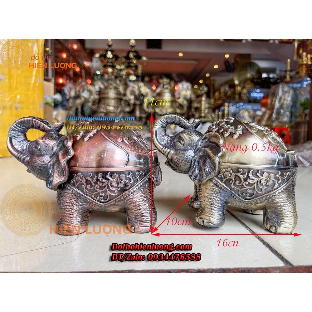Gạt Tàn Voi Ôm Bằng Đồng Màu Vàng + Đỏ Đẹp Cao 11cm Để Trang Trí Phong Khách