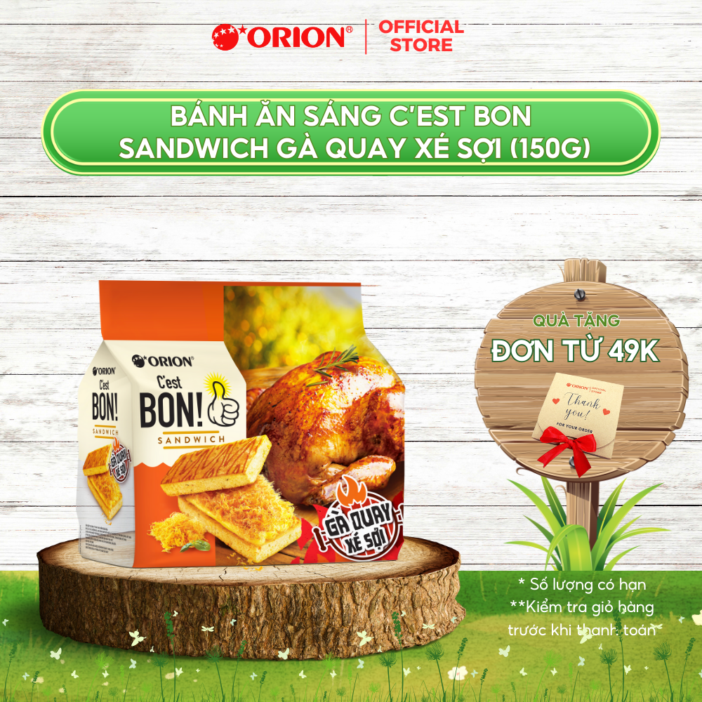 Túi 6 gói bánh ăn sáng C'est Bon Sandwich Sốt Bơ Phô Mai Chà Bông Orion (147G)