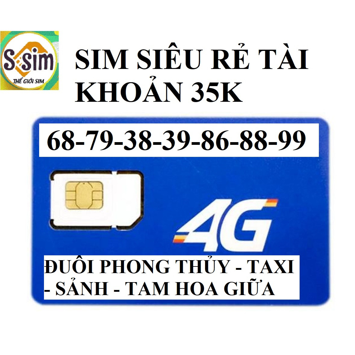 SIM CỎ GIÁ TỐT-  TÀI KHOẢN NGHE GỌI 35K  ĐUÔI PHONG THỦY - TAXI - SẢNH - HÀNG CHÍNH HÃNG