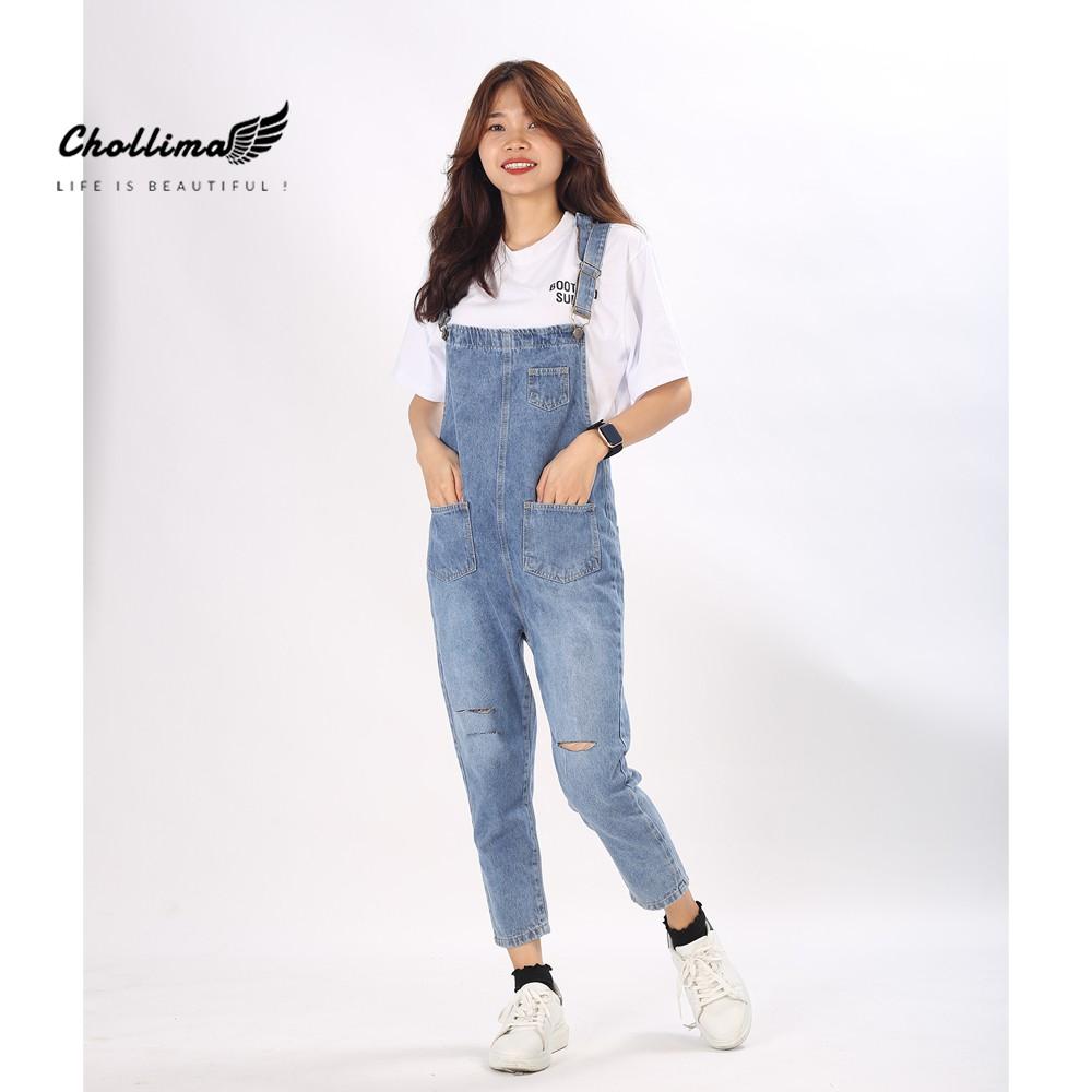 Yếm jeans dài rách Chollima YJ002