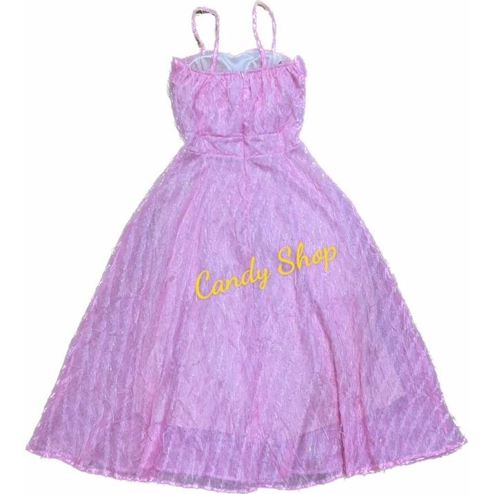 Đầm xoè lông vũ dự tiệc 2 dây cao cấp