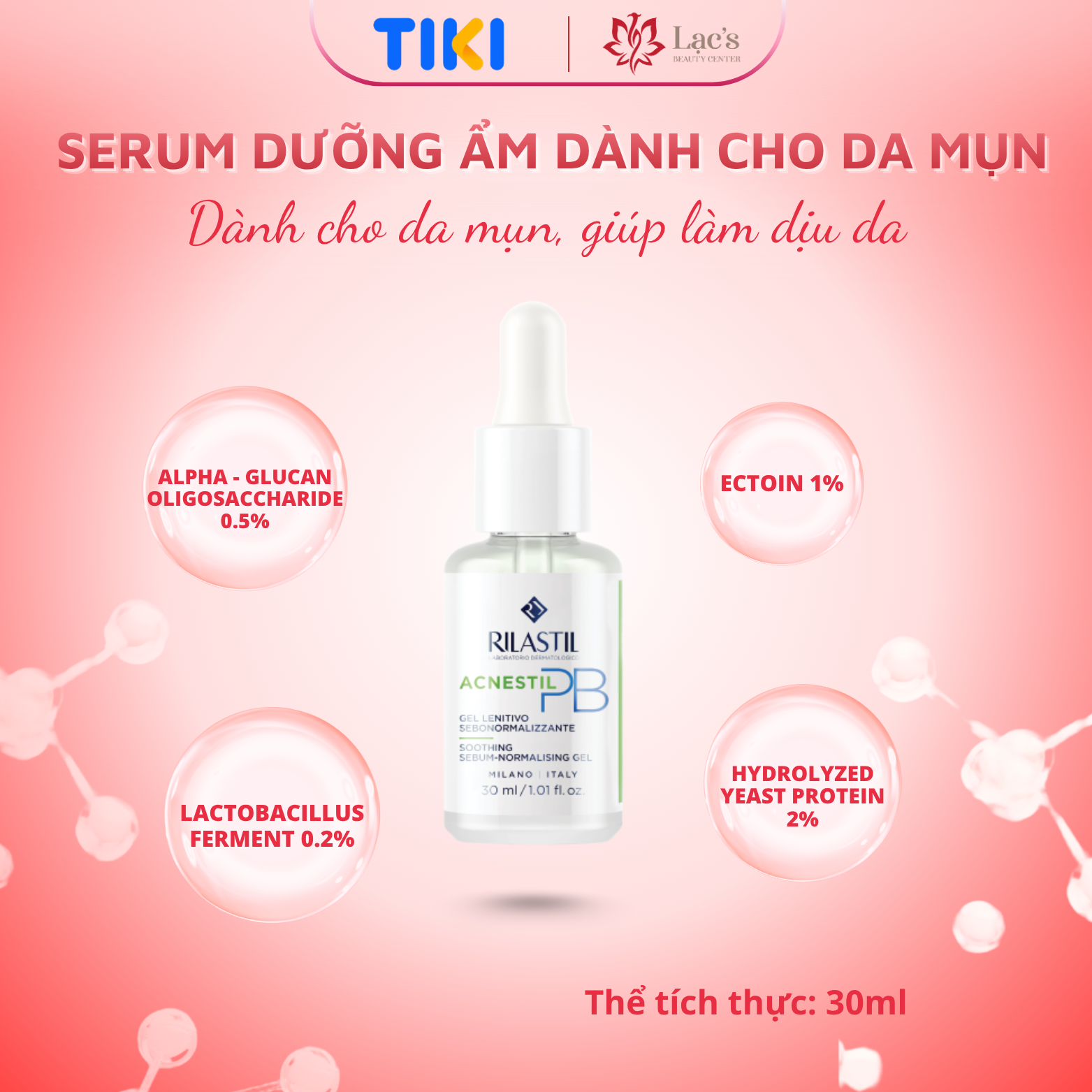 Serum dưỡng ẩm Rilastil Acnestil PB Soothing Sebum - Normalising Gel 30ml