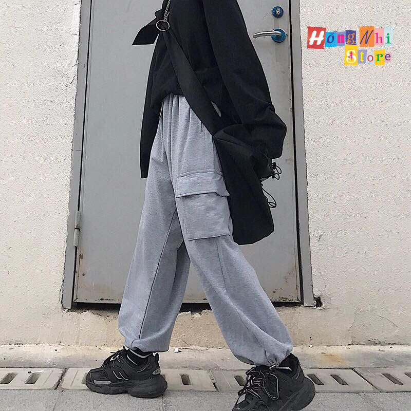 Quần Jogger Box Unisex 2 Túi Lưng Thun Bo Lai Dáng Rộng Màu Xám - MM - M