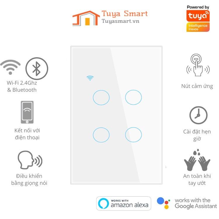 Công Tắc Thông Minh Wifi Tuya Smart Điều Khiển Từ Xa, Công Tắc Tuya/SmartLife Treo Tường+1.2.3.4 Nút Ấn Bảo hành 1 đổi 1 - Đen - 3 nút