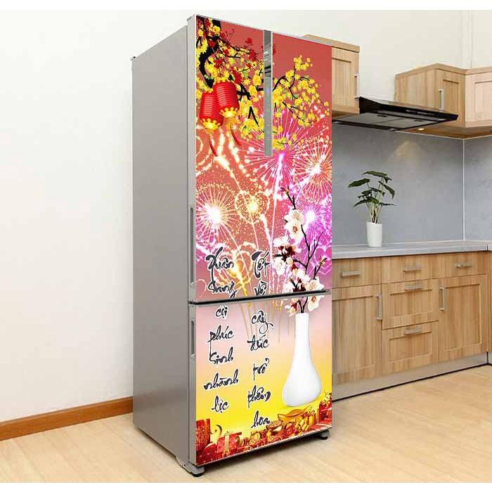 DECAL DÁN TỦ LẠNH MẪU XUÂN 2022 B ĐẸP - BỀN - SANG