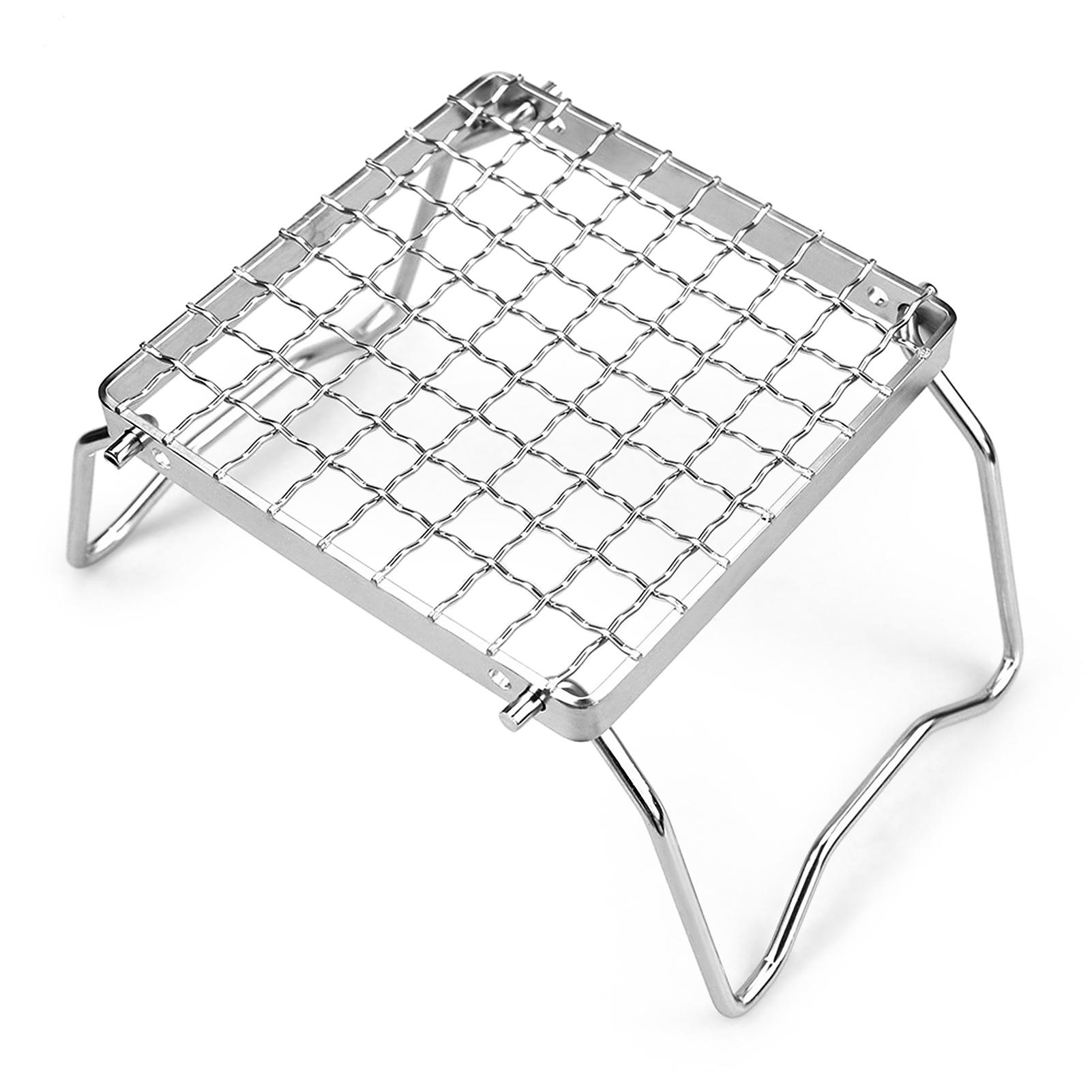 Mini Stainless Steel Grill Folding Stove Stand Barbecue Grill Camping Pot Holder BBQ Net Ultralight Firewood Rack Plate